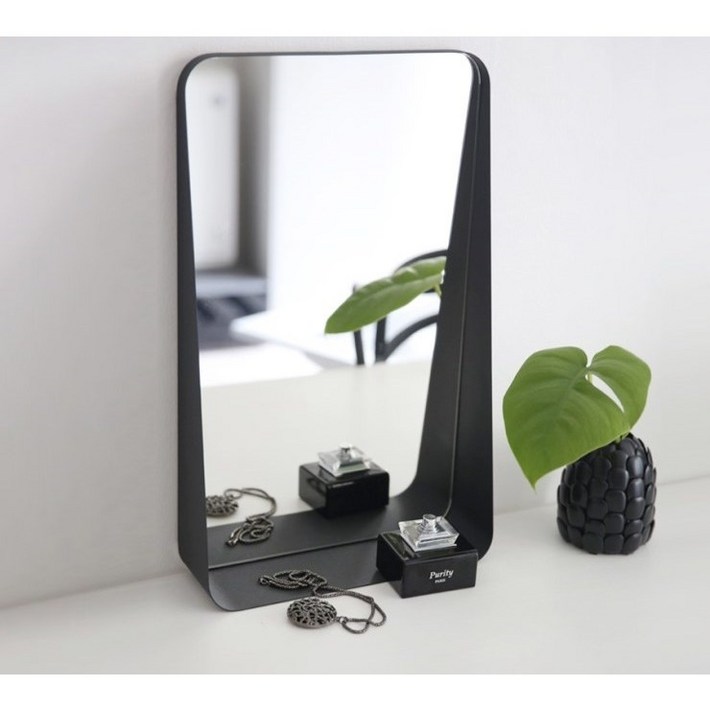 심플 깔끔 벽걸이 블랙 라운딩 거울
