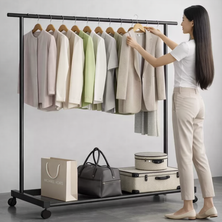 헤르니 이동식 튼튼한 일자 행거 스탠드 옷걸이