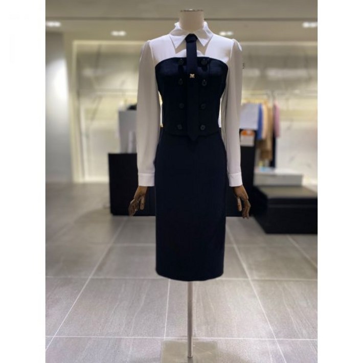 모조에스핀 타이장식 H라인 원피스 S251MSE002BK관리7307126