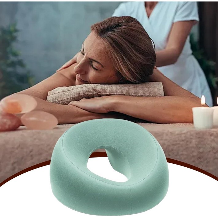 Topsun 마사지 베개 미용실 누워 베개 미용 침대 특수 베개 마사지 침대 구멍 얼굴 쿠션 침대 메모리 폼, 녹색, 1개