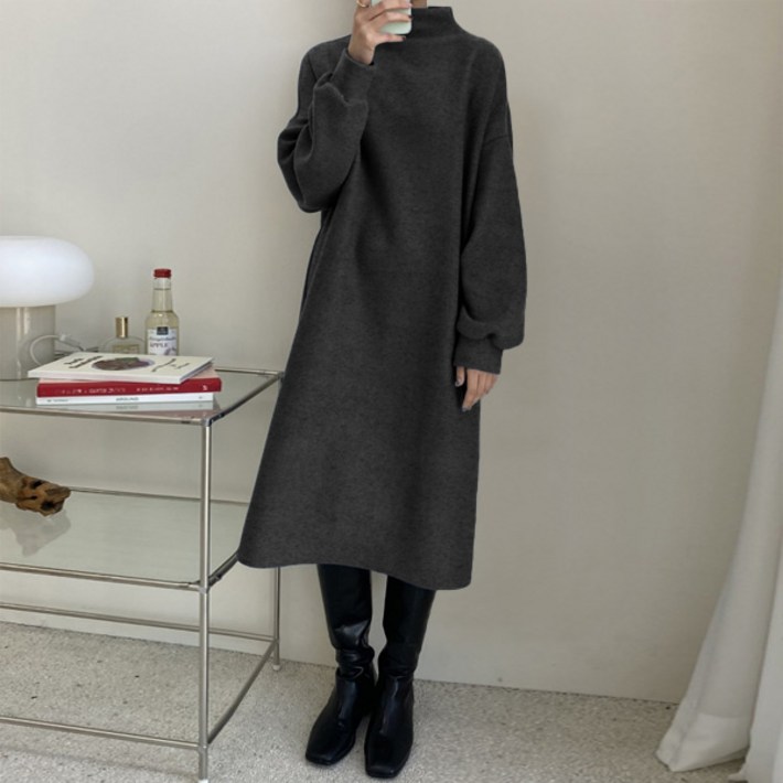 마이쏭 여성 빅사이즈 겨울원피스 따뜻한 기모 임부복 아르떼반폴라롱원피스겉기모