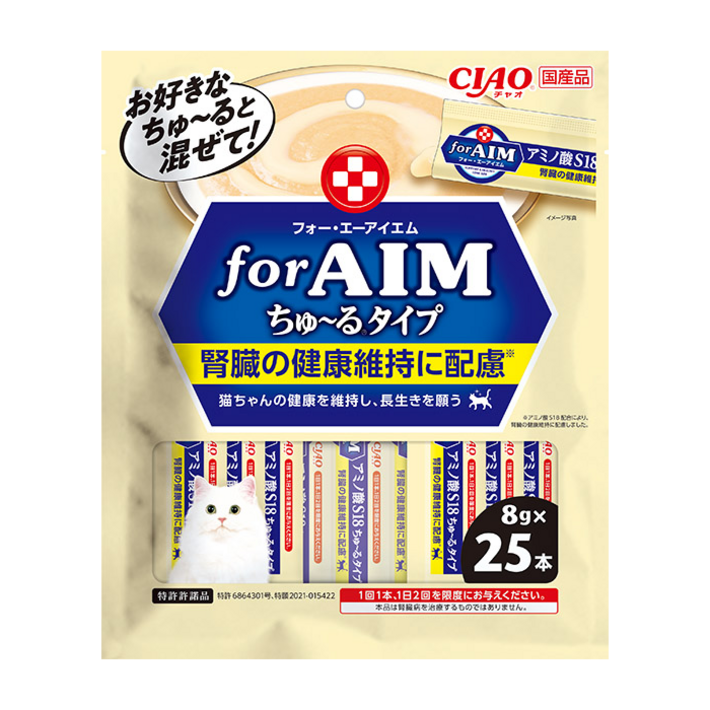 이나바 챠오 AIM 츄르 신장건강케어용 25p 고양이간식, 25개, 8g, 아미노산S18