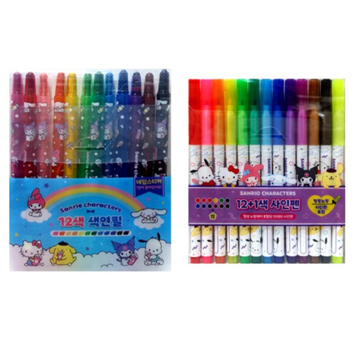 산리오캐릭터즈 12색 색연필사인펜 세트