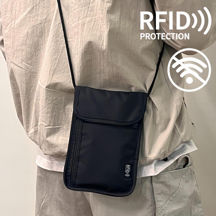 데이그린 RFID 차단 여행용 미니 크로스백 여권 가방