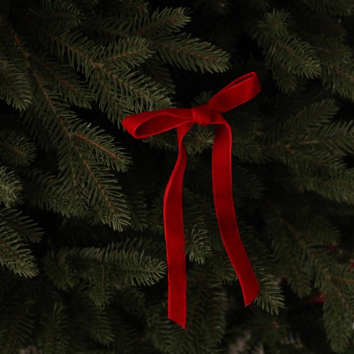 POCK 레드벨벳리본 크리스마스 장식 발레코어 리본 양면벨벳 트리 오너먼트, 5개, 양면레드벨벳리본