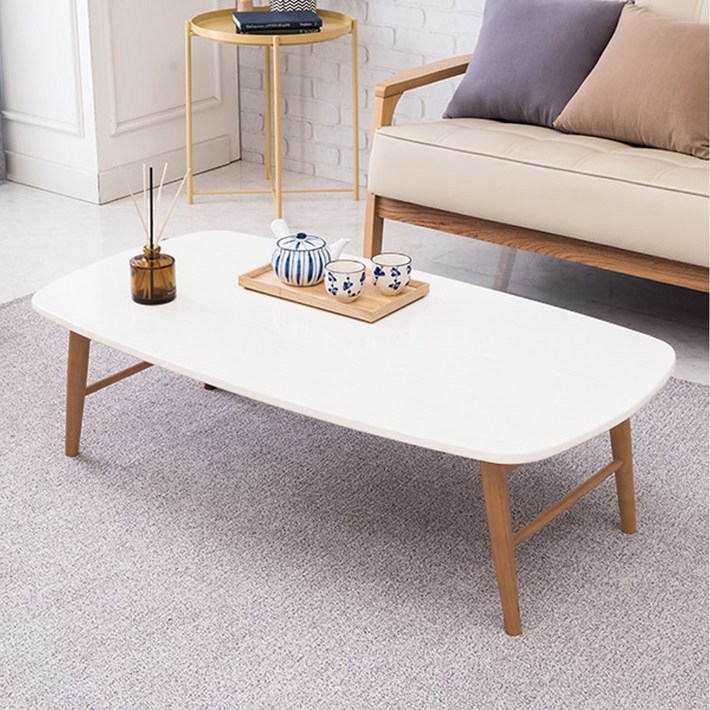 우드공간 원목 접이식 거실테이블 소파테이블, 리빙테이블1100올화이트상판