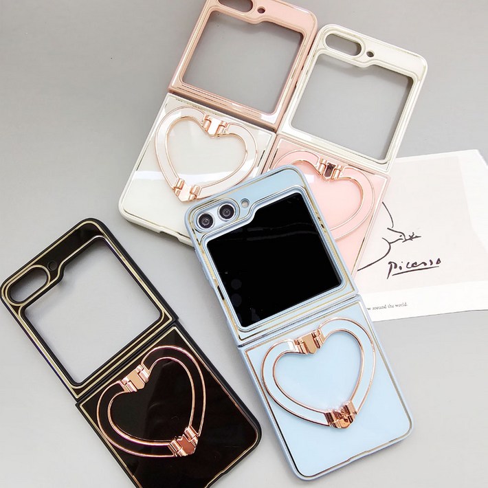 미클링 갤럭시 Z플립 7 FE 6 5 골드 라벨 하트 케이스