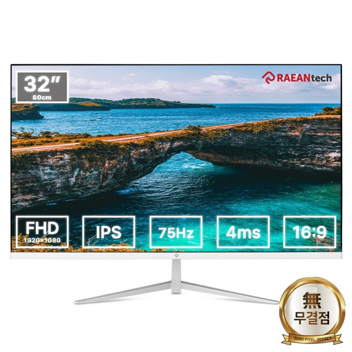 래안텍 본사 FHD 32형 IPS 75Hz 화이트 사무용 모니터, 80cm, PANTHEON F3275T무결점