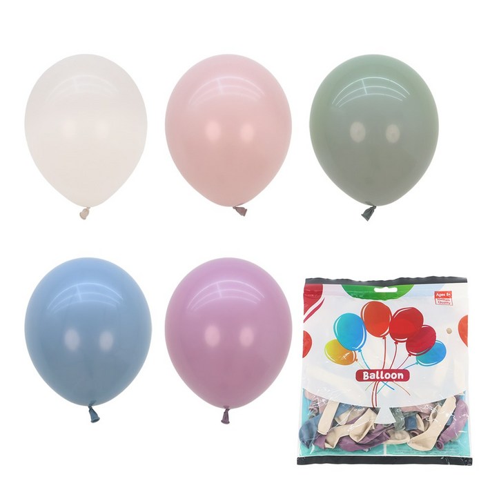 파티짱 파스텔 더스크 혼합 색상 풍선 100개입, 13cm 혼합 색상 풍선 100개입파스텔더스크