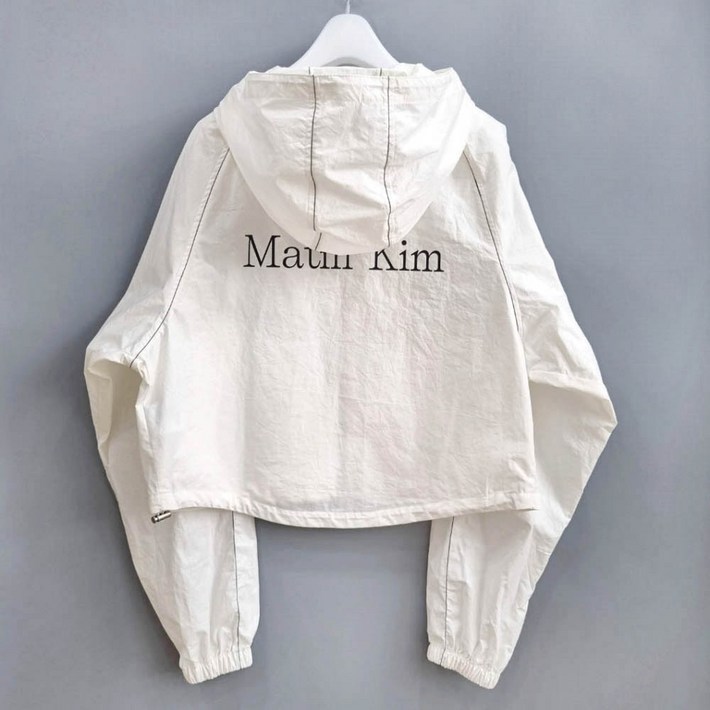[백화점 정품] 마뗑킴 MATIN KIM 크롭 후드 마땡킴 자켓 코팅 바람막이 점퍼 IVORY, MK2400JP039MIV