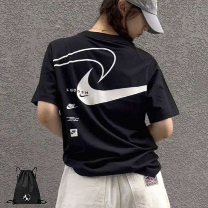 백화점 정품 나이키 여성 반팔티 오리지널 더블 스우시 여름 여자 면티 반팔 티셔츠 NSWDST 스포젠가방