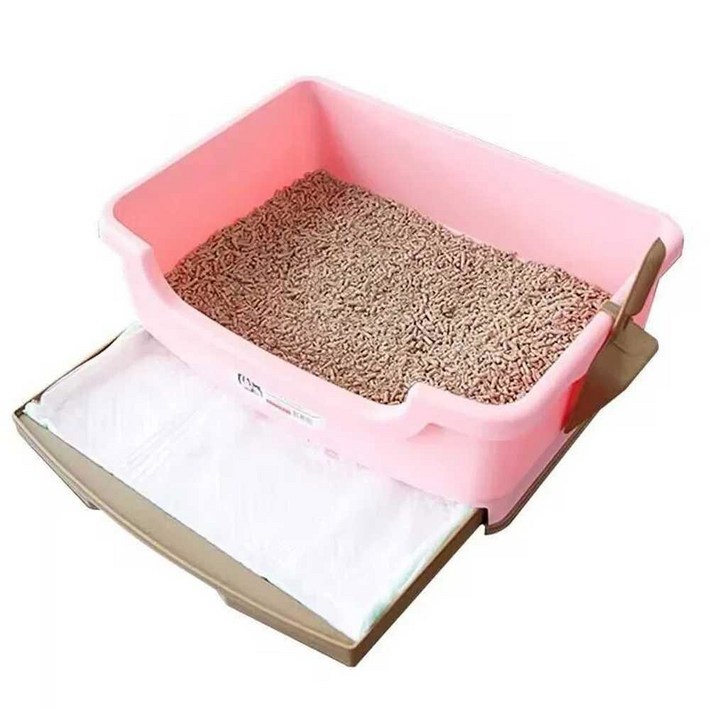 고양이 화장실 펠렛 배변상자 핑크 배변 차단기 모래 냄새