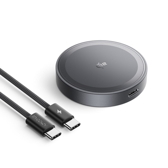 Runcats 맥세이프 무선 충전기 15W 초고속 충전기 호환 Qi2 마그네틱 무선충전기 휴대용 차량용충전기 슬림 디자인, 1개, 블랙2.0