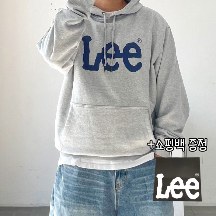 당일출고정품 LEE 리 빅 트위치 로고 후드티 그레이 쇼핑백