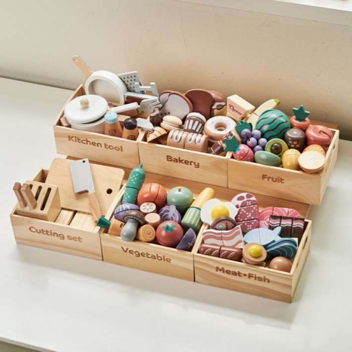 키앤비 모더닉 자석 자르기 소꿉놀이 55pcs 세트, 상세 설명 참조