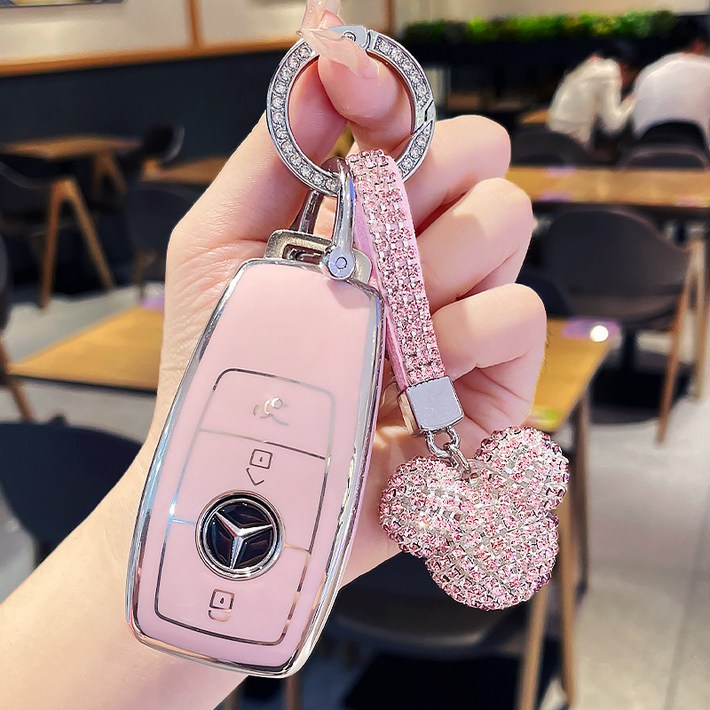 에스에스지 벤츠Benz 차키 케이스 열쇠 고리, 핑크 곰머리, 1개 에스에스지 벤츠Benz 차키 케이스 열쇠 고리, 핑크 곰머리, 1개