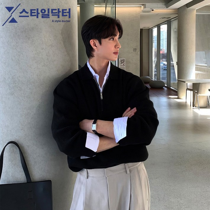 남자 스웨터 부드러운 고퀄리티 데일리 가디건 반집업 폴라 맨투맨 스판 니트