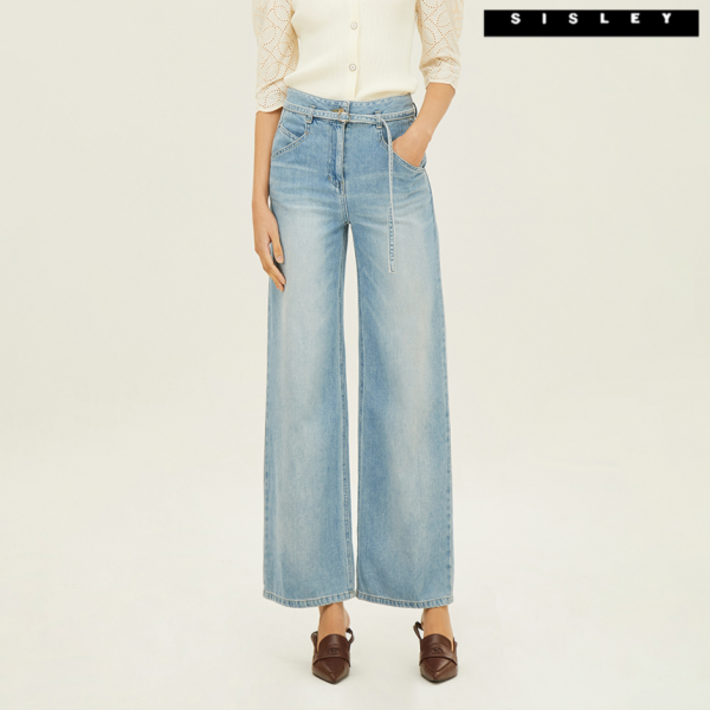 시슬리 벨티드 세미 와이드 데님 팬츠 SADPA3341LB 351402