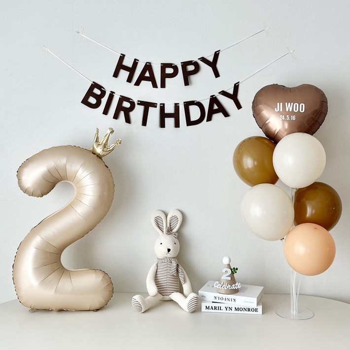 연지마켓 두돌 생일 파티 용품 세트 세 돌 풍선 생일상 레터링포함
