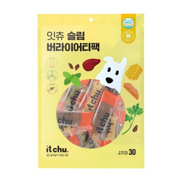 더 잇츄 슬림팩 버라이어티팩 강아지 치석제거껌 덴탈껌 개 양치껌 30개입, 1개, 270g