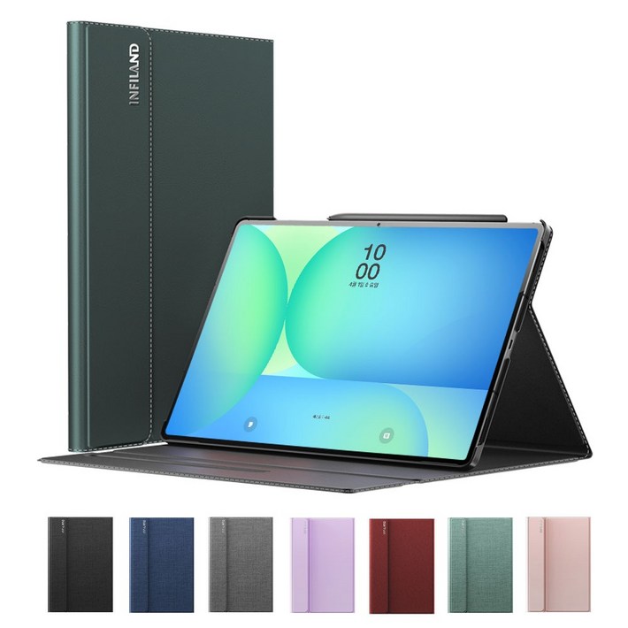 VISBYH 비스비 갤럭시탭 S10 FE플러스 케이스 10단각도조절 북커버 케이스, 미드나잇그린, 1개