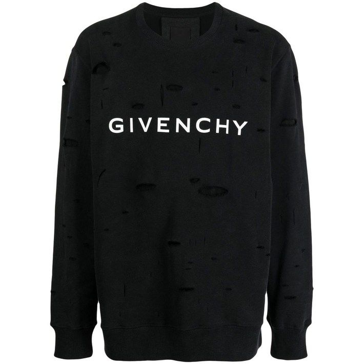 지방시 로고 프린트 디스트레스드 스웨트셔츠