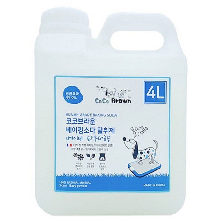 코코브라운 베이킹소다 반려동물용 탈취제 베이비 파우더향, 4L, 1개