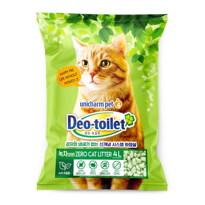 LG유니참 데오토일렛 녹차함유 사막화방지 소취항균모래 모래 4L (N4)
