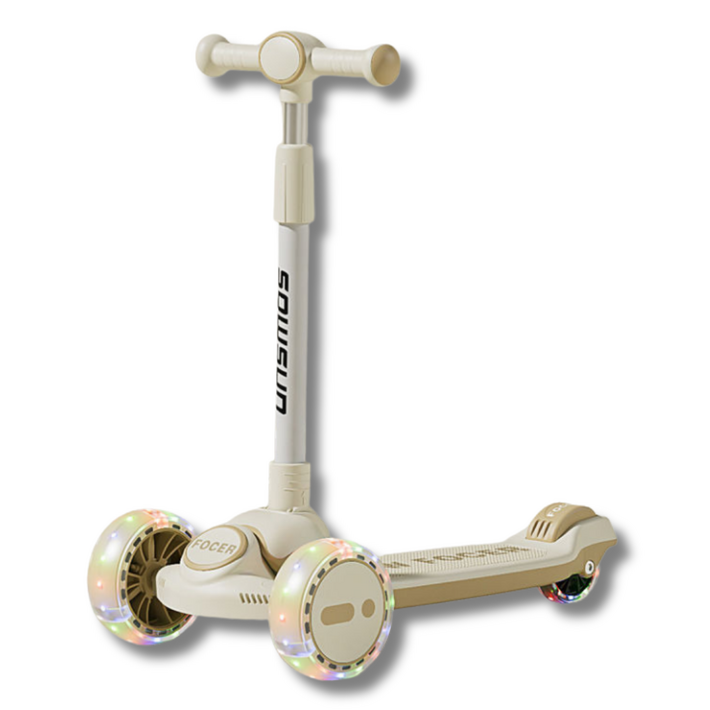 제로비디 와이드 135mm 광폭 LED 휠 접이식 킥보드 높이조절가능 성인용, 베이지, 1개