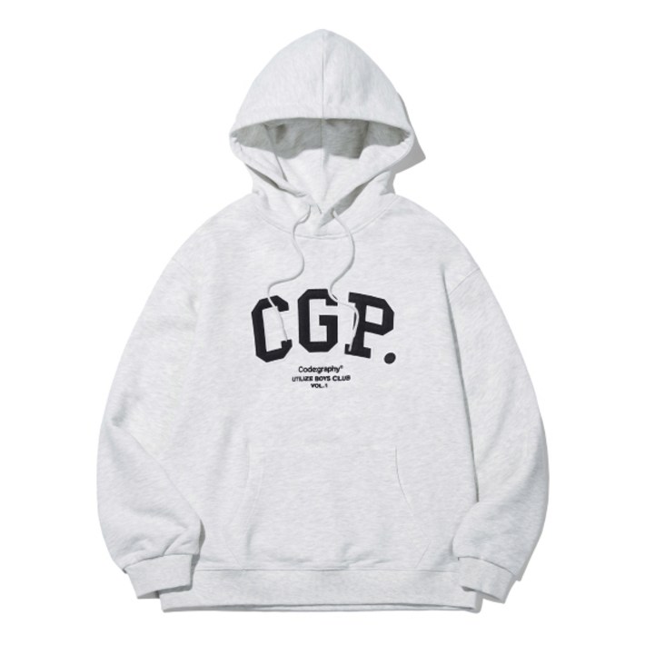 기모 Ver. 코드그라피 CGP 아치 로고 후드티라이트그레이