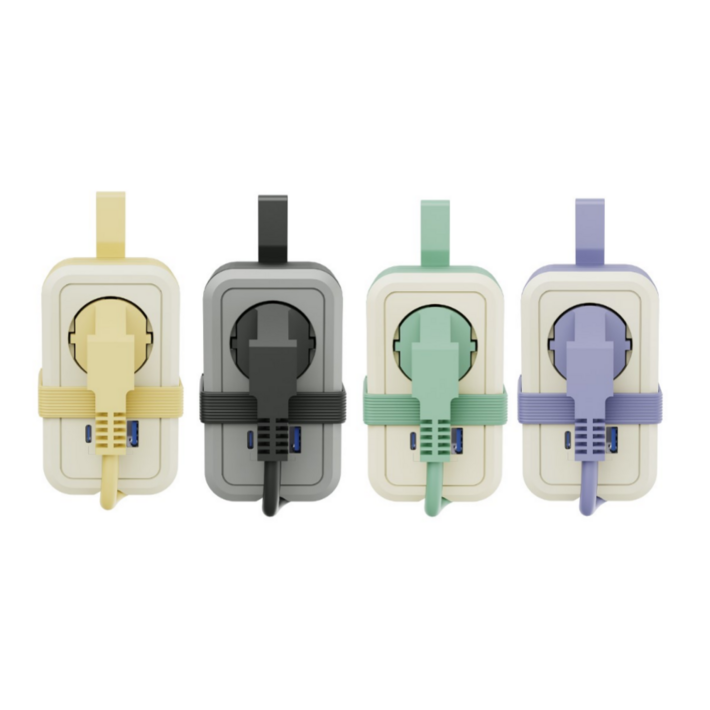 에코너 MT11 20W 고속충전 휴대용 미니 USB 큐브 멀티탭 콘센트 4000W, 10개, 크림 라벤더, 150cm