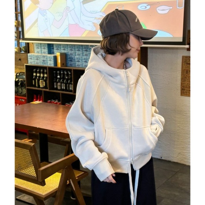 당일발송 박시 더블지퍼 캐주얼 후드집업 3컬러