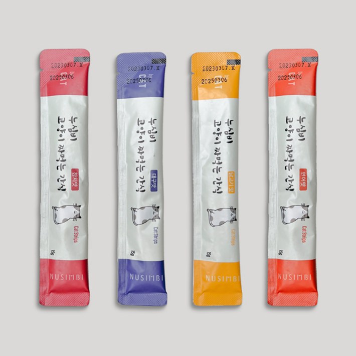 누심비 고양이 짜먹는 간식 길고양이 대용량 15g 3가지맛 90개, 90개참치맛30 닭고기맛30 대구맛30
