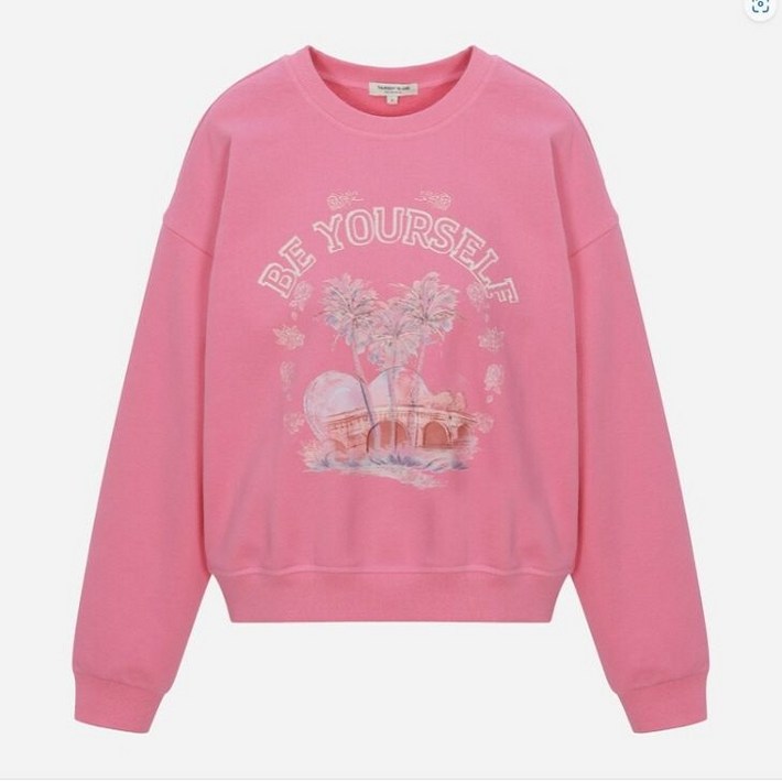 백화점 정품 써스데이아일랜드 오버핏 맨투맨 여성 하트 모티브 스웻셔츠