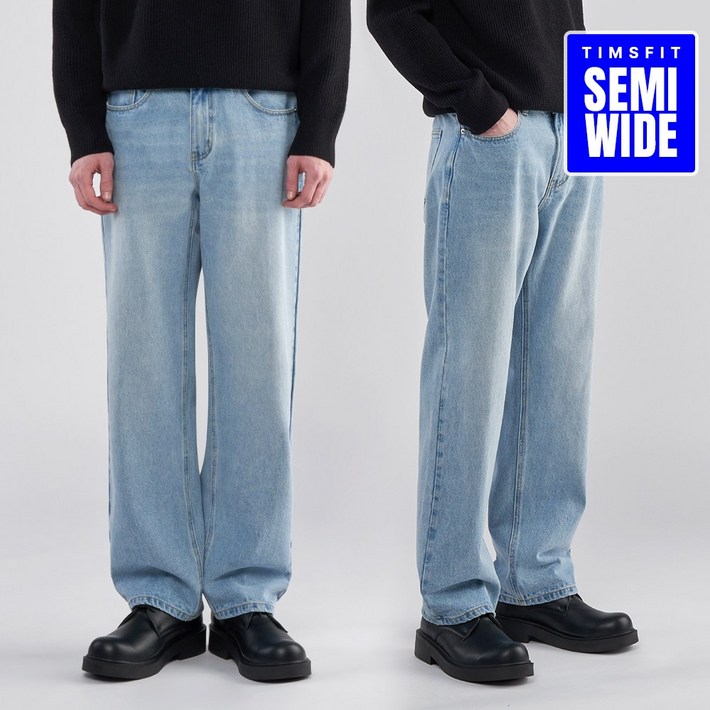 팀스핏품질보증 남성용 3038 세미 와이드 청바지 프리미엄 코튼 데님팬츠 빅사이즈