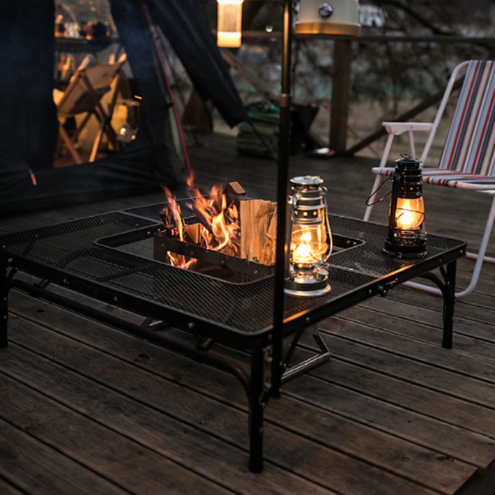 스테판캠핑 아이언메쉬 화로대 테이블 높이조절 접이식 프리미엄보관가방증정