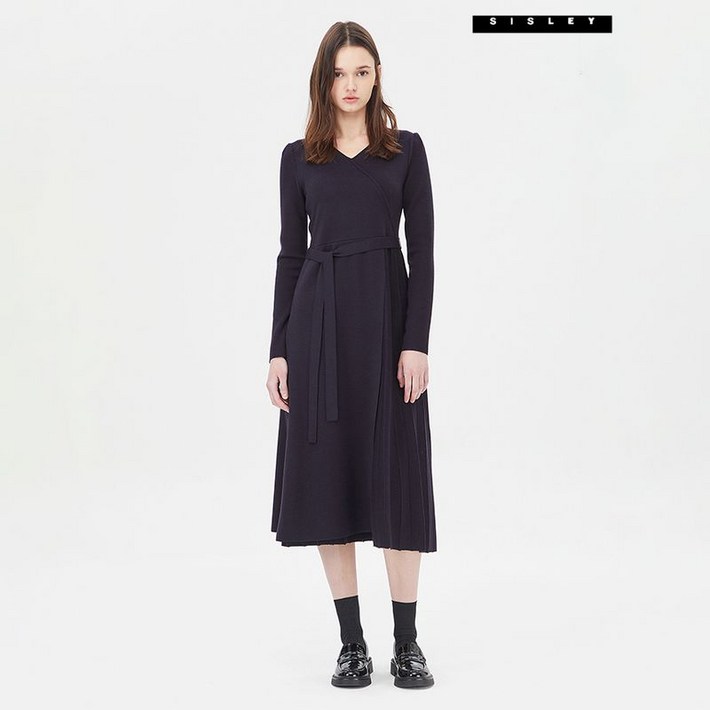 시슬리 랩 플리츠 니트 원피스 SAKO04411