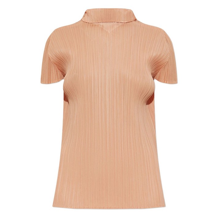 플리츠플리즈이세이미야케 하이 넥 플리츠 블라우스