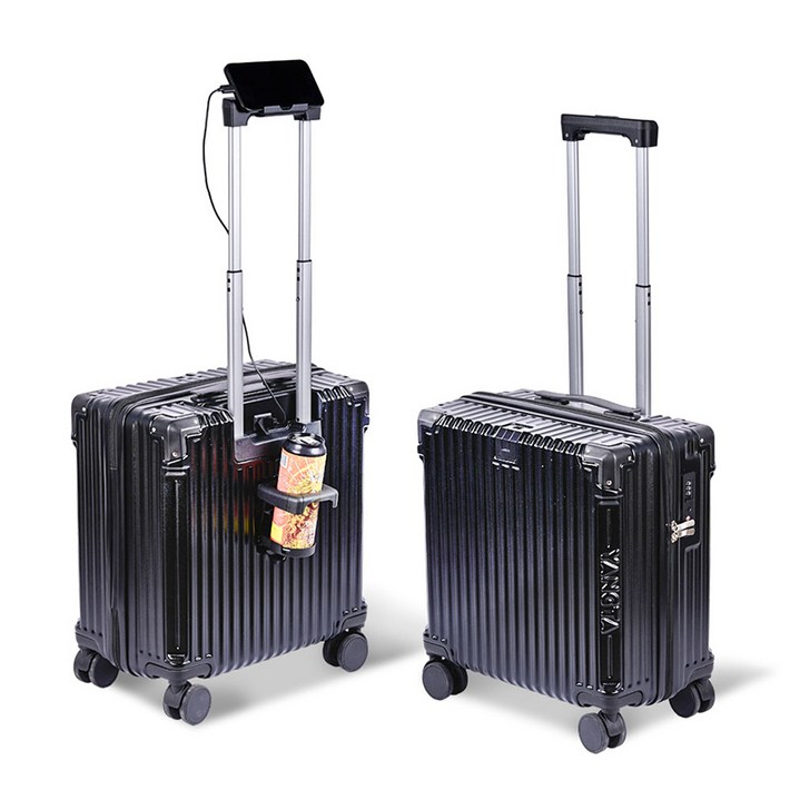 YANGTA 5년무상AS TSA잠금 튼튼한 여행용 캐리어 기내용 미니 18인치 USB 충전포트 핸드폰 거치대 컵홀더
