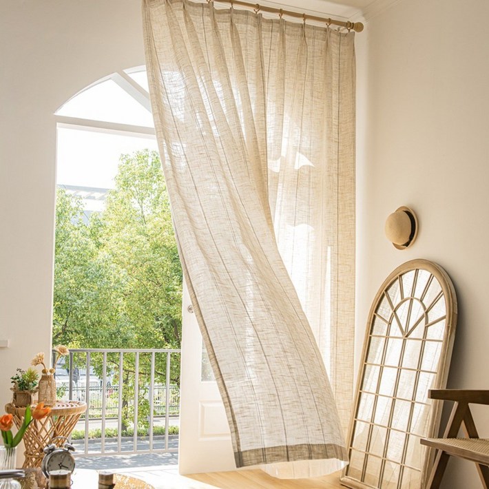 스트라이프 린넨 쉬폰 커튼 암막커튼