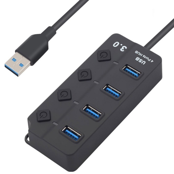 도코니 3.0 USB 허브 4포트, 블랙 USB 3.0, 1개
