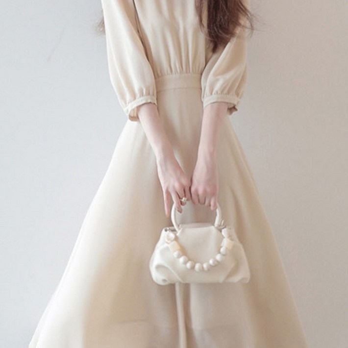 쇼핑센트럴 엘레강스 베이지 쉬폰 원피스