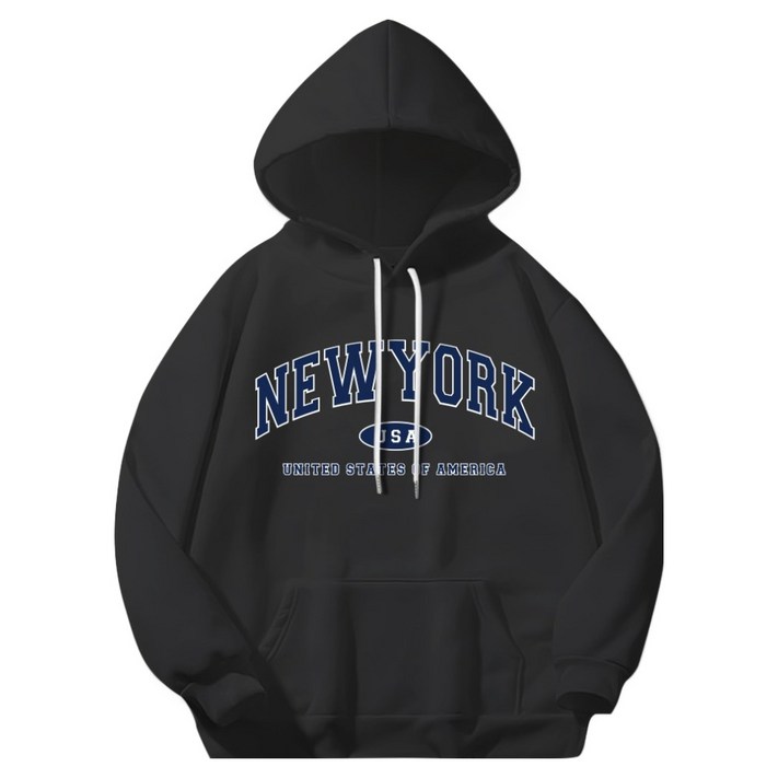 일루소 남녀공용 뉴욕 USA 소프트 특양면 후드티