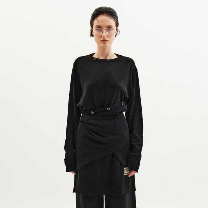 세터 여성용 타브 니트 랩 원피스