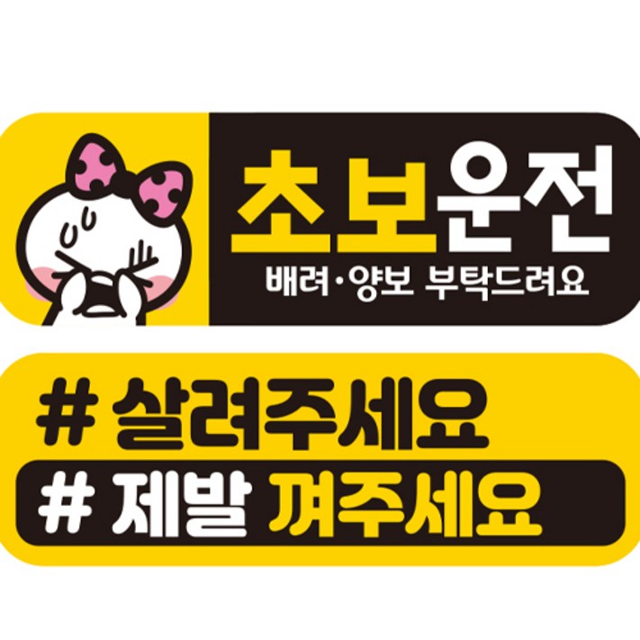 제제데코 초보운전 자동차 탈부착 자석 고휘도 반사 스티커 시트지 미디엄 E230 EC008 EC048 세트