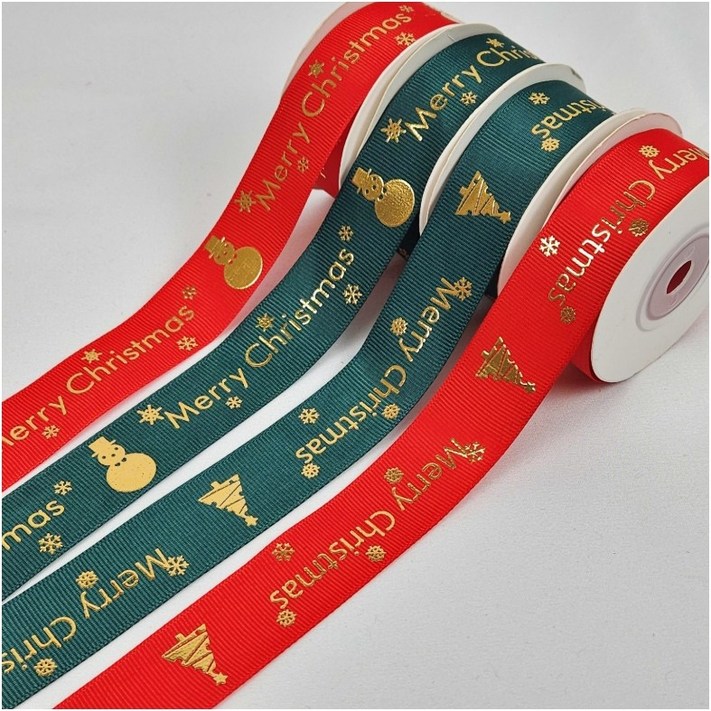 일상속반짝 크리스마스 선물 포장 리본 끈, 25mm x 9M, 트리 레드
