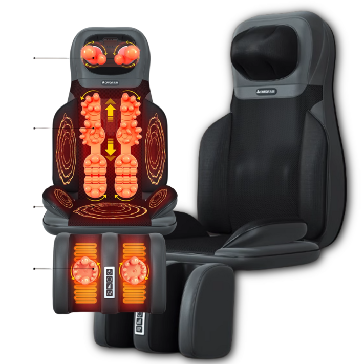 마르세드 프리미엄 접이식 가정용 사무실 1인 안마 의자 등받이 매트 의자형 소형 허리 안마기, 블랙, 럭셔리상체 안마