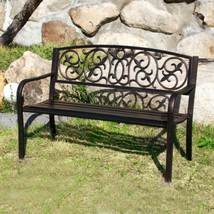 당일발송 샤인 2인용 철제벤치 정원 가든 포토존 야외벤치