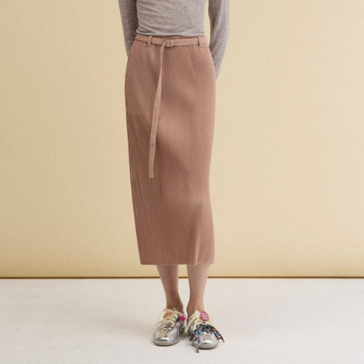 플리츠미 하프 벨트 H라인 스커트LPSKF025B05