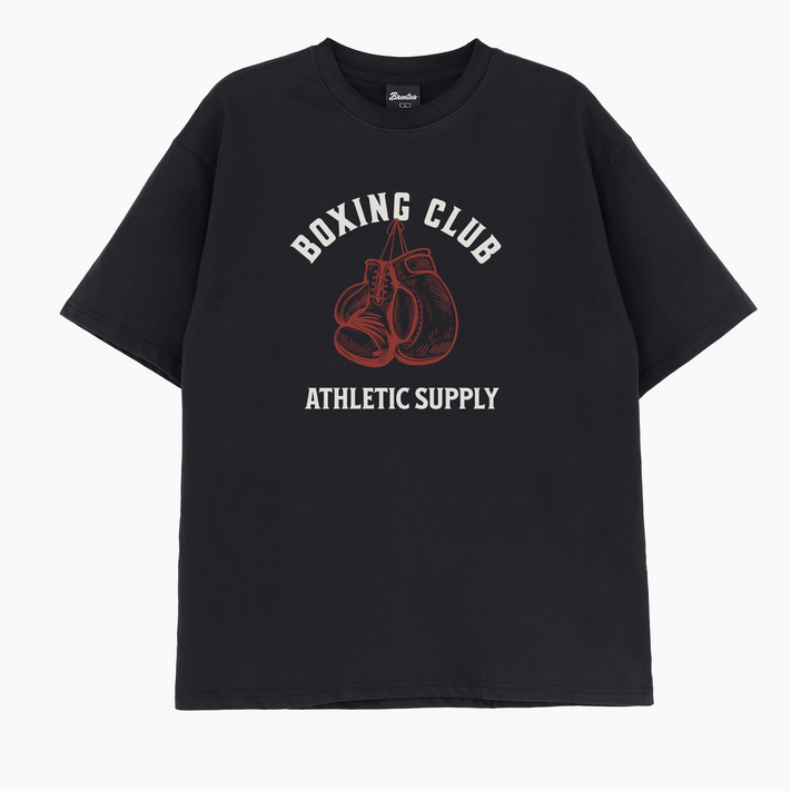 브론테스 남여공용 레트로 복싱 오버핏 프린팅 코튼 면 반팔 티셔츠